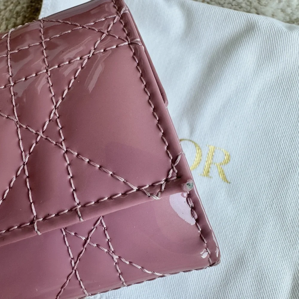 DIOR PATENT LADY DIOR LOTUS WALLET, GREAT CONDITION